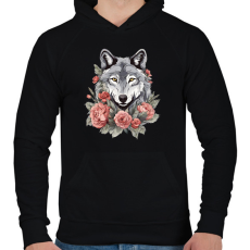 PRINTFASHION farkas virágokkal #2 - Férfi kapucnis pulóver - Fekete