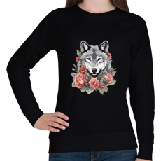 PRINTFASHION farkas virágokkal #2 - Női pulóver - Fekete