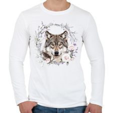 PRINTFASHION farkas virágokkal - Férfi hosszú ujjú póló - Fehér férfi póló