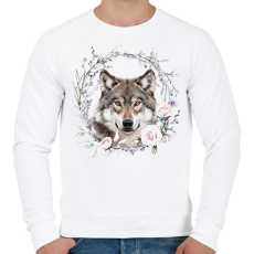 PRINTFASHION farkas virágokkal - Férfi pulóver - Fehér