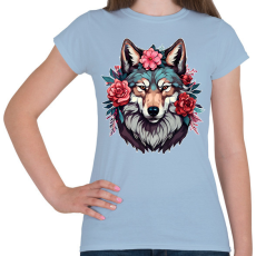 PRINTFASHION Farkas virágokkal - Női póló - Világoskék