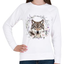 PRINTFASHION farkas virágokkal - Női pulóver - Fehér női pulóver, kardigán