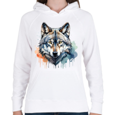 PRINTFASHION farkas vízfesték - Női kapucnis pulóver - Fehér