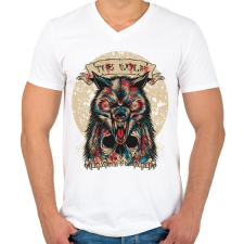 PRINTFASHION Farkaskoponya - Férfi V-nyakú póló - Fehér férfi póló