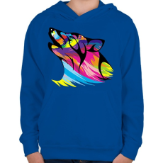 PRINTFASHION Farkaskutya  - Gyerek kapucnis pulóver - Királykék