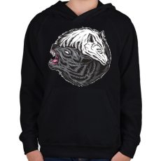 PRINTFASHION Farkasos  - Gyerek kapucnis pulóver - Fekete