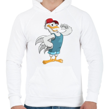 PRINTFASHION Farmer Chicken - Férfi kapucnis pulóver - Fehér férfi pulóver, kardigán