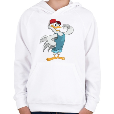 PRINTFASHION Farmer Chicken - Gyerek kapucnis pulóver - Fehér