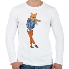 PRINTFASHION Fashion Fox - Férfi hosszú ujjú póló - Fehér
