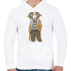 PRINTFASHION Fashion Goat - Férfi kapucnis pulóver - Fehér