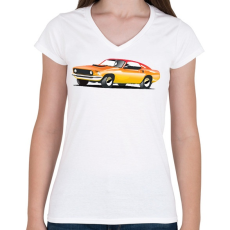 PRINTFASHION Fast car - Női V-nyakú póló - Fehér