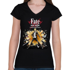 PRINTFASHION Fate stay night character - Női V-nyakú póló - Fekete