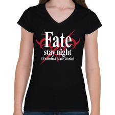 PRINTFASHION Fate Stay Night - Női V-nyakú póló - Fekete női póló