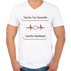 PRINTFASHION fav cardio - Férfi V-nyakú póló - Fehér