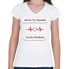 PRINTFASHION fav cardio - Női V-nyakú póló - Fehér