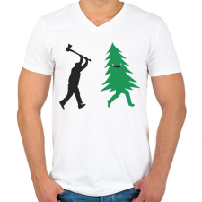 PRINTFASHION Favágás - Férfi V-nyakú póló - Fehér férfi póló