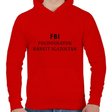 PRINTFASHION FBI - Férfi kapucnis pulóver - Piros férfi pulóver, kardigán