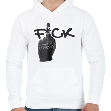 PRINTFASHION fck covid19 - Férfi kapucnis pulóver - Fehér férfi pulóver, kardigán