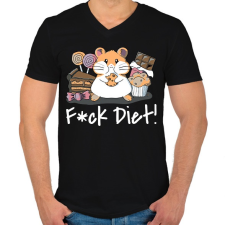 PRINTFASHION Fck Diet! - Férfi V-nyakú póló - Fekete férfi póló