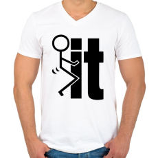 PRINTFASHION Fck it 2 - Férfi V-nyakú póló - Fehér