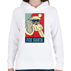 PRINTFASHION FCK SANTA - Női kapucnis pulóver - Fehér
