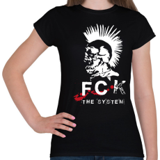 PRINTFASHION Fck the system - Női póló - Fekete