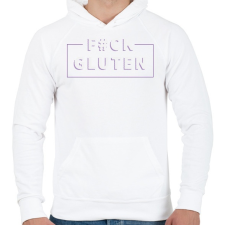 PRINTFASHION fcuk-gluten-white-purple - Férfi kapucnis pulóver - Fehér férfi pulóver, kardigán