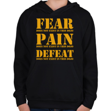 PRINTFASHION Fear, Pain, Defeat - Cobra Kai - Gyerek kapucnis pulóver - Fekete gyerek pulóver, kardigán