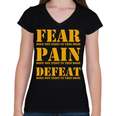 PRINTFASHION Fear, Pain, Defeat - Cobra Kai - Női V-nyakú póló - Fekete