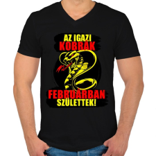 PRINTFASHION Februári Kobra - Férfi V-nyakú póló - Fekete férfi póló