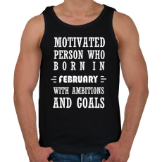 PRINTFASHION Februári születésű motivált személy ambíciókkal és célokkal - Férfi atléta - Fekete
