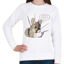 PRINTFASHION Feed me - Chinchilla - Női pulóver - Fehér női pulóver, kardigán