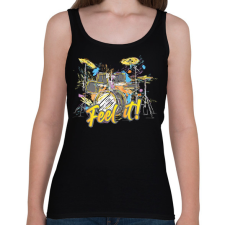 PRINTFASHION Feel it! - Dobolós - Női atléta - Fekete női trikó