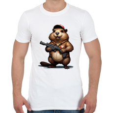 PRINTFASHION fegyveres bober - Férfi póló - Fehér