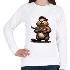 PRINTFASHION fegyveres bober - Női pulóver - Fehér női pulóver, kardigán