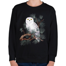 PRINTFASHION Fehér bagoly - Gyerek pulóver - Fekete