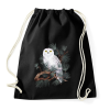 PRINTFASHION Fehér bagoly - Sportzsák, Tornazsák - Fekete