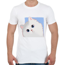 PRINTFASHION Fehér cica - Férfi póló - Fehér férfi póló