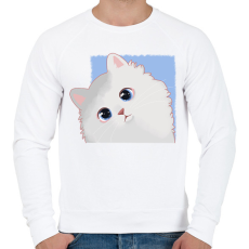 PRINTFASHION Fehér cica - Férfi pulóver - Fehér