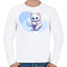 PRINTFASHION Fehér cica - Férfi pulóver - Fehér férfi pulóver, kardigán