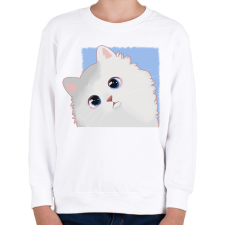 PRINTFASHION Fehér cica - Gyerek pulóver - Fehér gyerek pulóver, kardigán