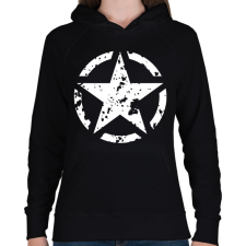 PRINTFASHION Fehér csillag - Női kapucnis pulóver - Fekete női pulóver, kardigán