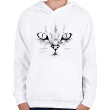 PRINTFASHION Fehér macska - Gyerek kapucnis pulóver - Fehér gyerek pulóver, kardigán