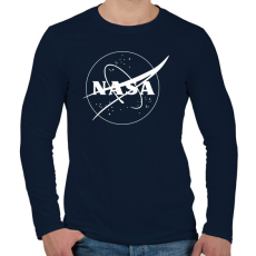 PRINTFASHION Fehér Nasa logo - Férfi hosszú ujjú póló - Sötétkék
