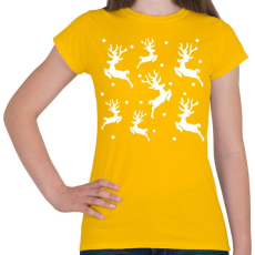PRINTFASHION Fehér rénszarvasok - Női póló - Sárga