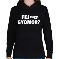PRINTFASHION Fej vagy gyomor - Női kapucnis pulóver - Fekete női pulóver, kardigán