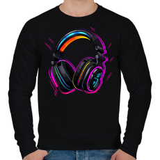 PRINTFASHION Fejhallgató  - Férfi pulóver - Fekete