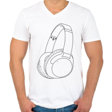 PRINTFASHION Fejhallgató - Férfi V-nyakú póló - Fehér