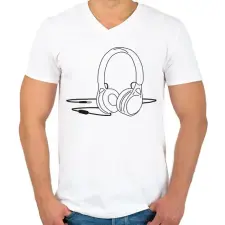 PRINTFASHION Fejhallgató - Férfi V-nyakú póló - Fehér férfi póló