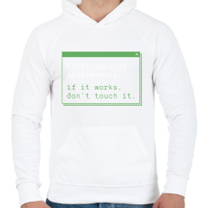 PRINTFASHION Fejlesztő mottó - Férfi kapucnis pulóver - Fehér